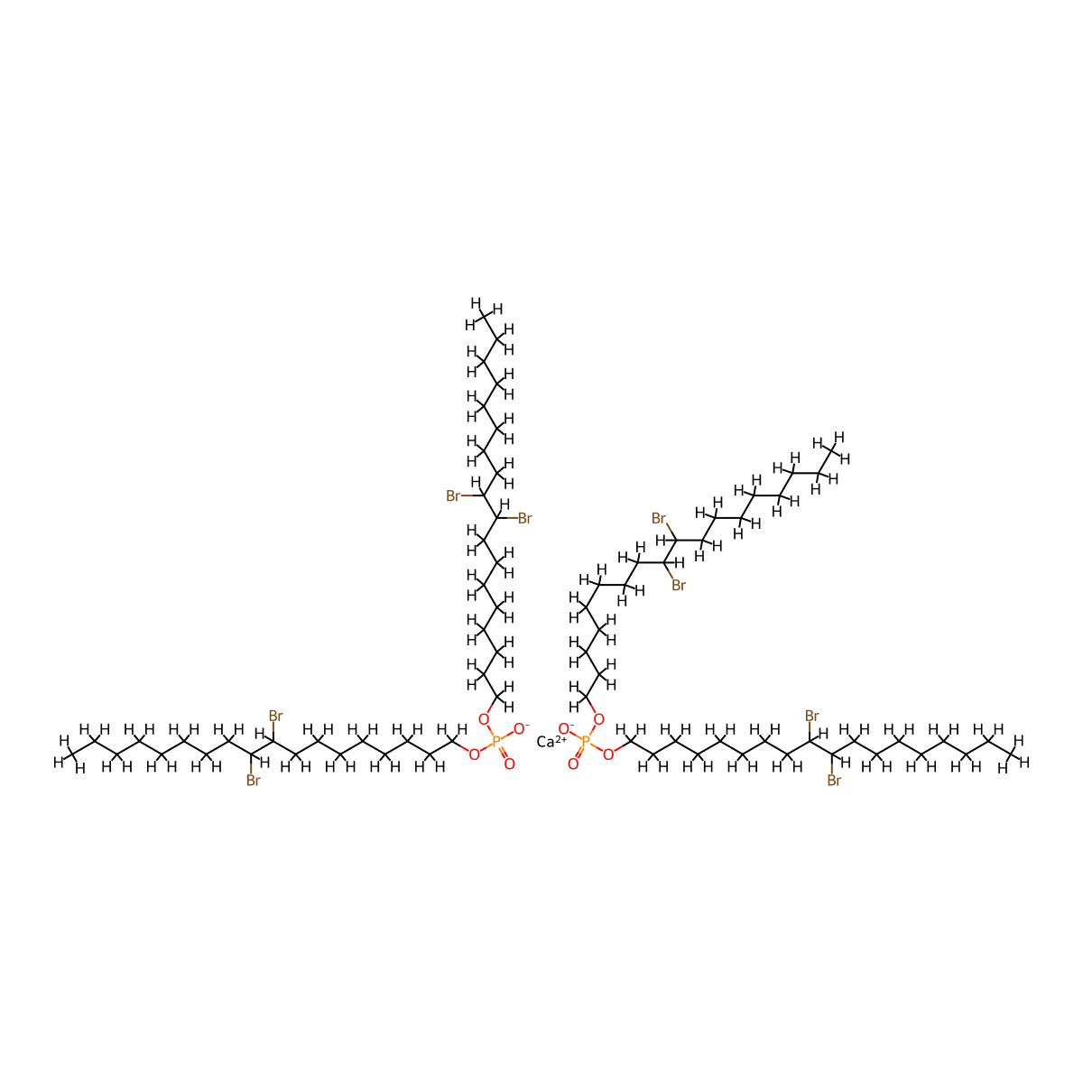 1-Octadecanol, 9,10-dibromo-, 1,1'-(hydrogen phosphate), calcium salt (2:1) molecular structure, CAS 68298-30-6