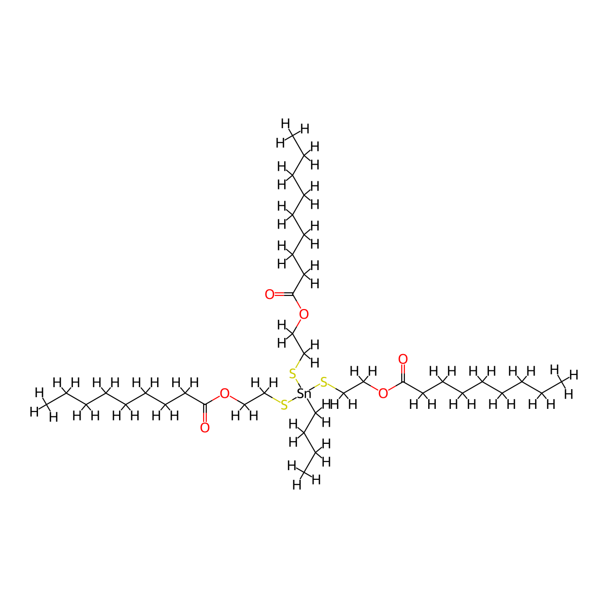 Nonanoic acid, 1,1',1''-((butylstannylidyne)tris(thio-2,1-ethanediyl)) ester molecular structure, CAS 68298-36-2