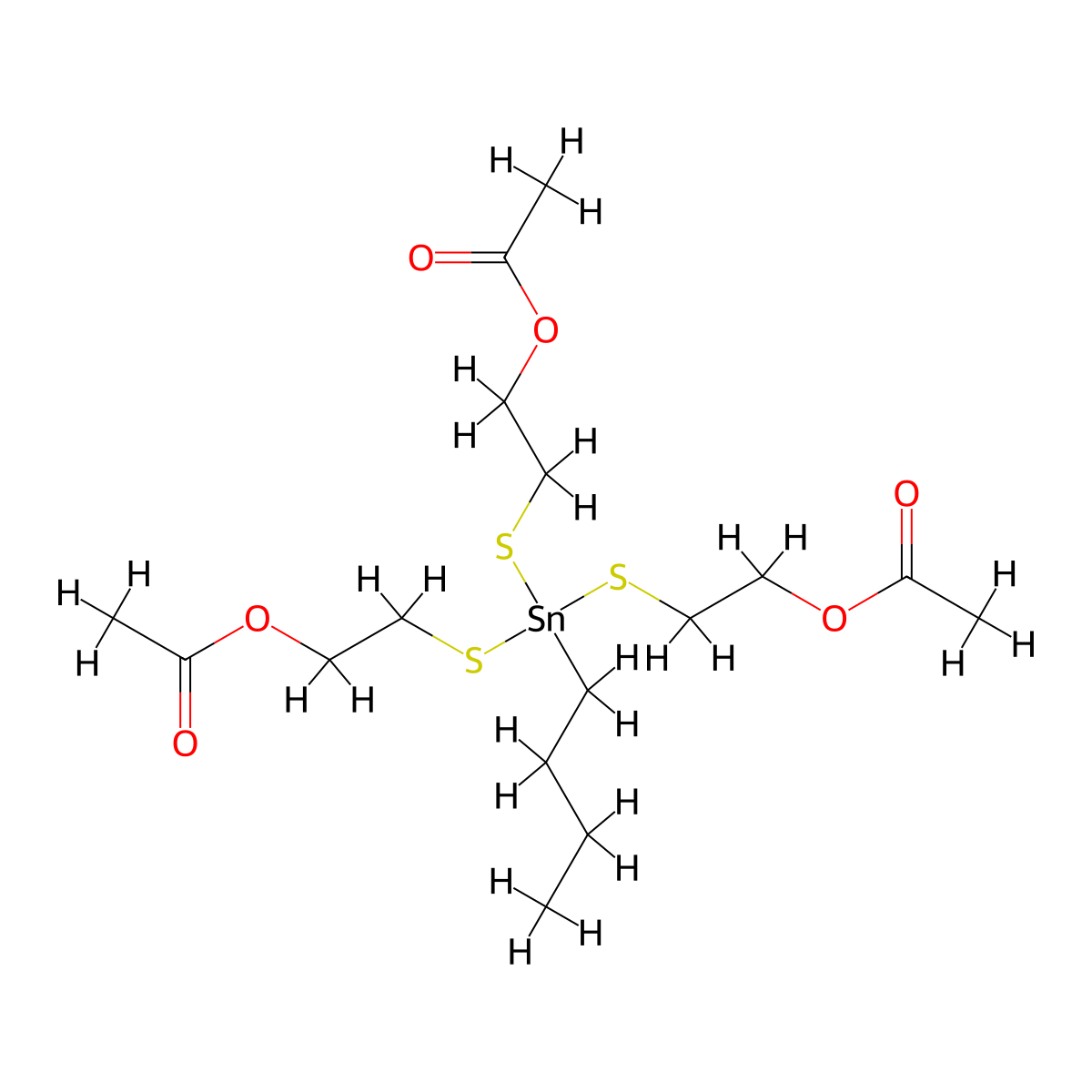 8-Oxa-3,5-dithia-4-stannadecan-1-ol, 4-((2-(acetyloxy)ethyl)thio)-4-butyl-9-oxo-, 1-acetate molecular structure, CAS 68298-39-5