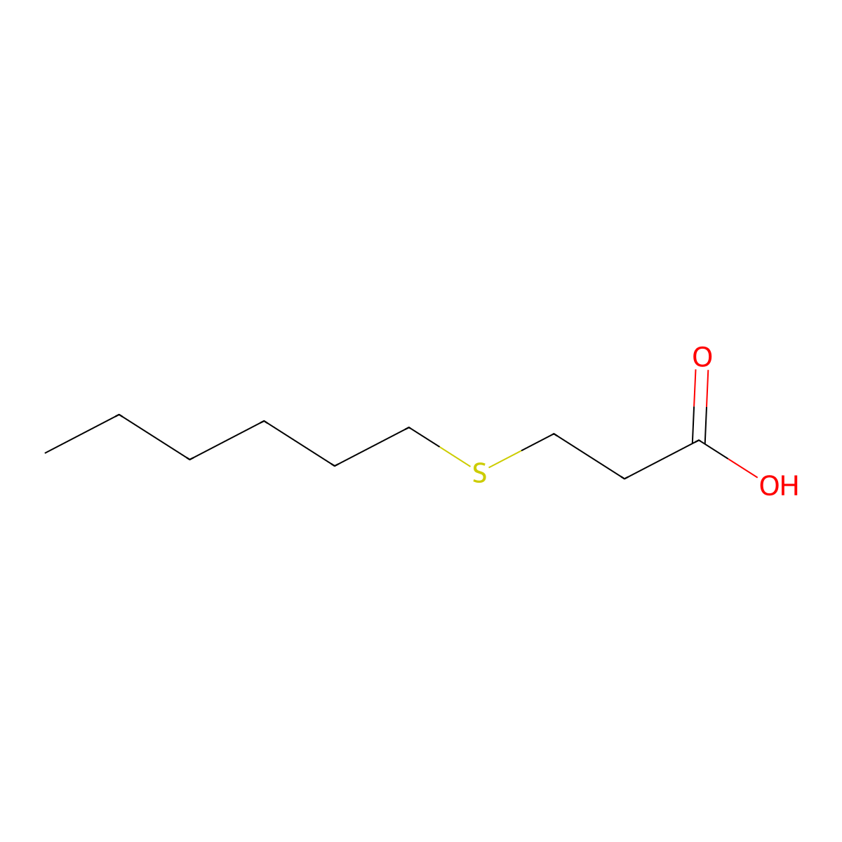 Propanoic acid, 3-(hexylthio)- molecular structure, CAS 68298-41-9