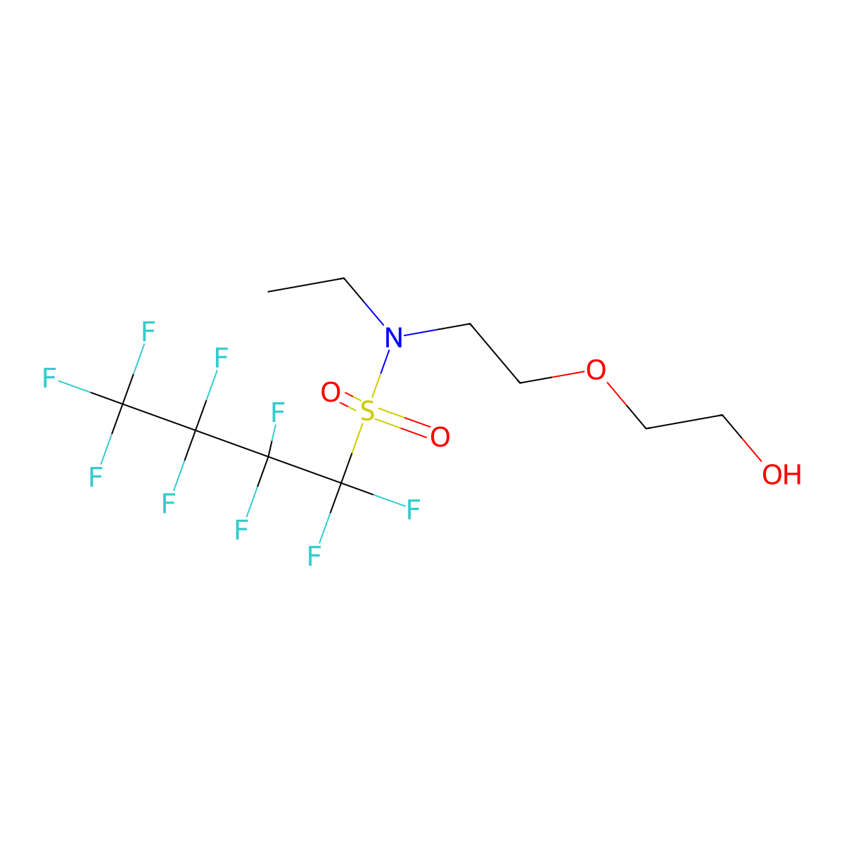 N-ethyl-1,1,2,2,3,3,4,4,4-nonafluoro-N-[2-(2-hydroxyethoxy)ethyl]butane-1-sulfonamide molecular structure, CAS 68298-79-3