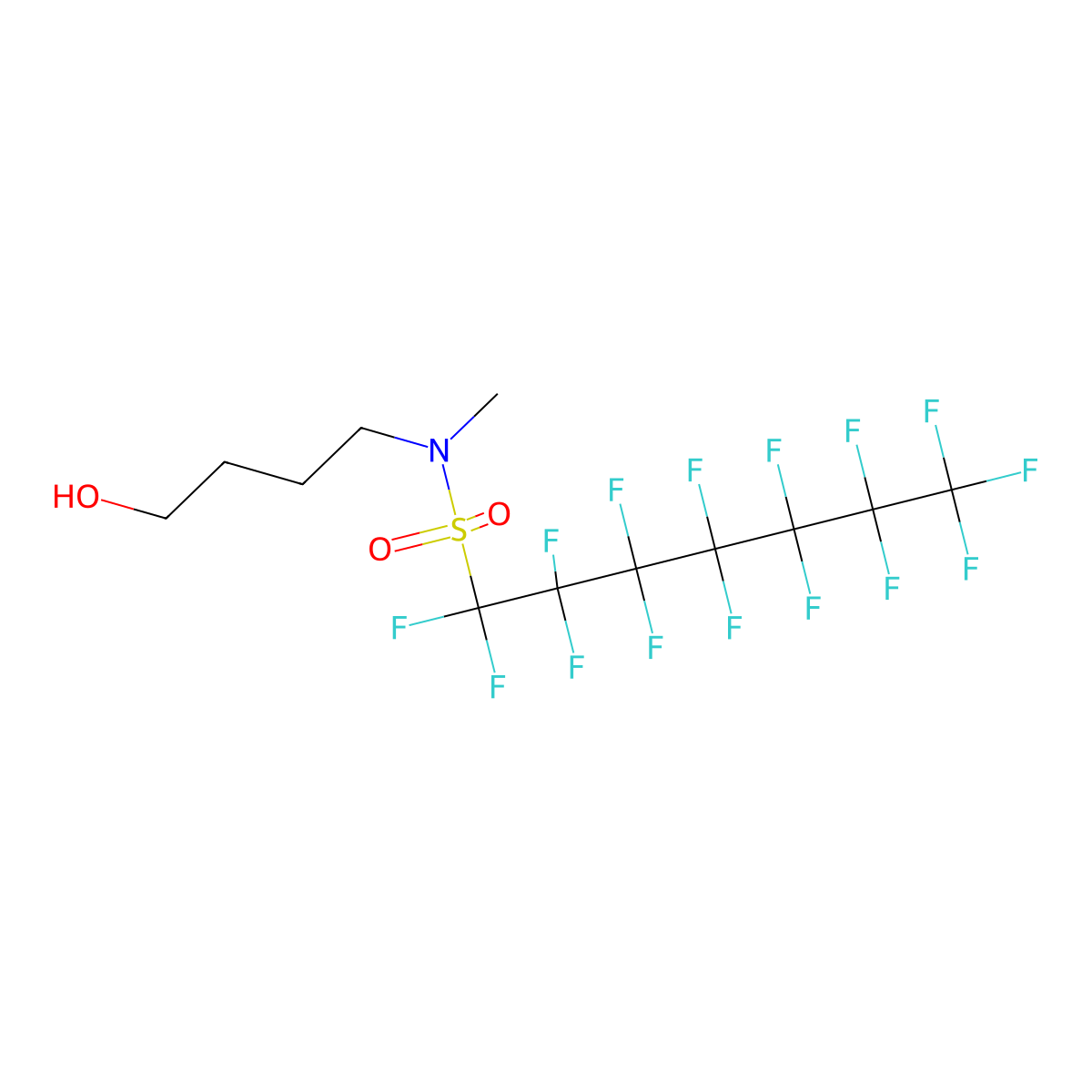 1-Heptanesulfonamide, 1,1,2,2,3,3,4,4,5,5,6,6,7,7,7-pentadecafluoro-N-(4-hydroxybutyl)-N-methyl- molecular structure, CAS 68298-89-5