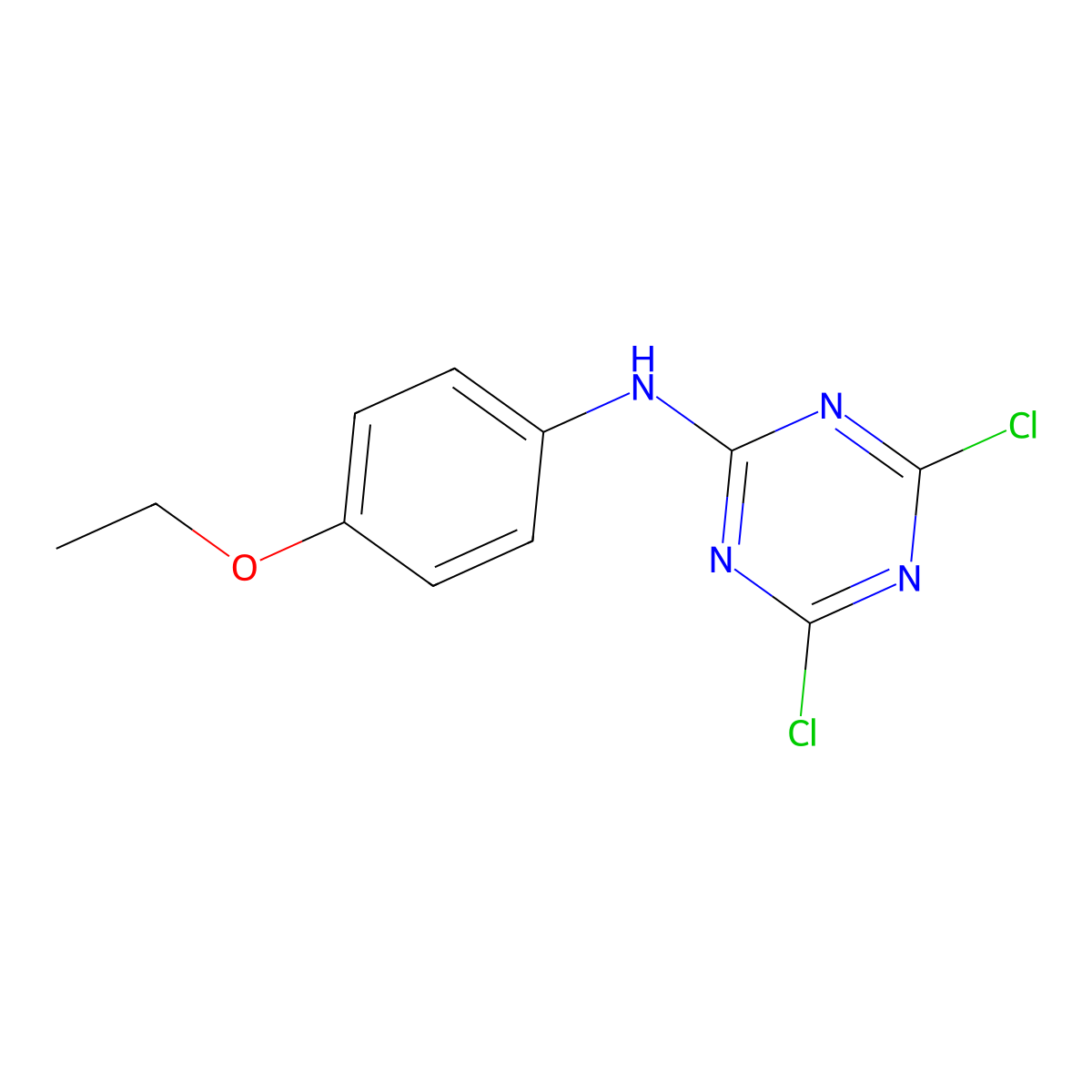 4,6-dichloro-N-(4-ethoxyphenyl)-1,3,5-triazin-2-amine molecular structure, CAS 68301-05-3