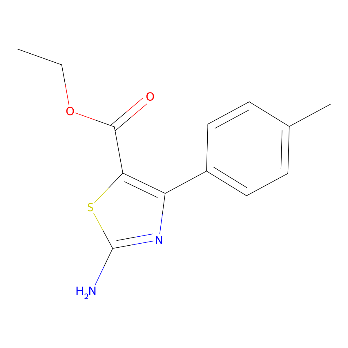 Ethyl 2-amino-4-(p-tolyl)thiazole-5-carboxylate molecular structure, CAS 68301-49-5