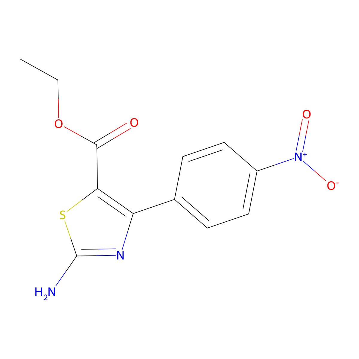 Ethyl 2-amino-4-(4-nitrophenyl)-1,3-thiazole-5-carboxylate molecular structure, CAS 68301-50-8