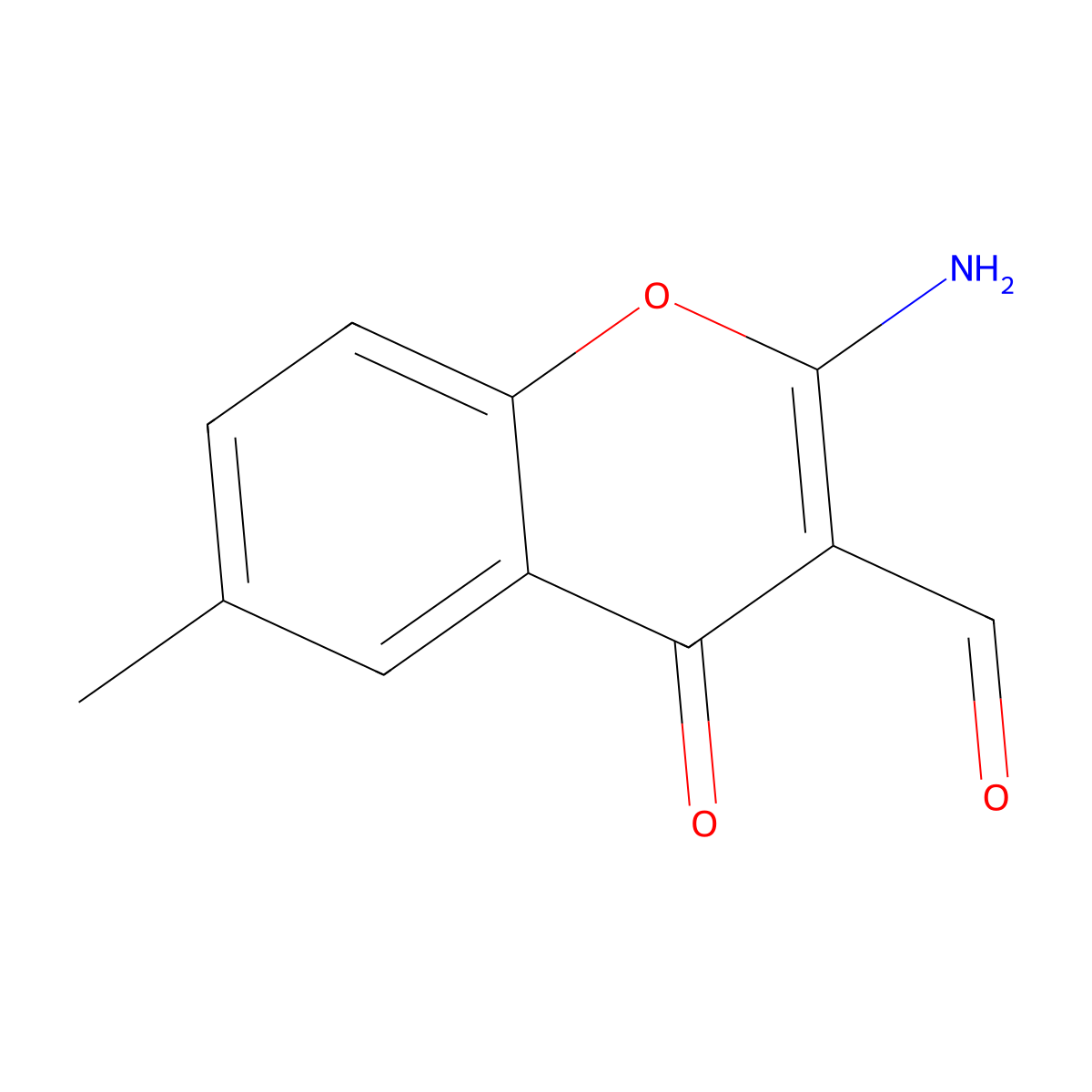 2-amino-6-methyl-4-oxo-4H-chromene-3-carbaldehyde molecular structure, CAS 68301-75-7