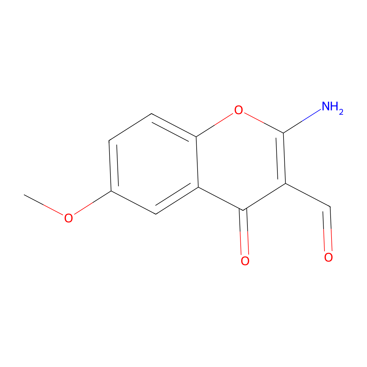 2-amino-6-methoxy-4-oxo-4H-chromene-3-carbaldehyde molecular structure, CAS 68301-78-0