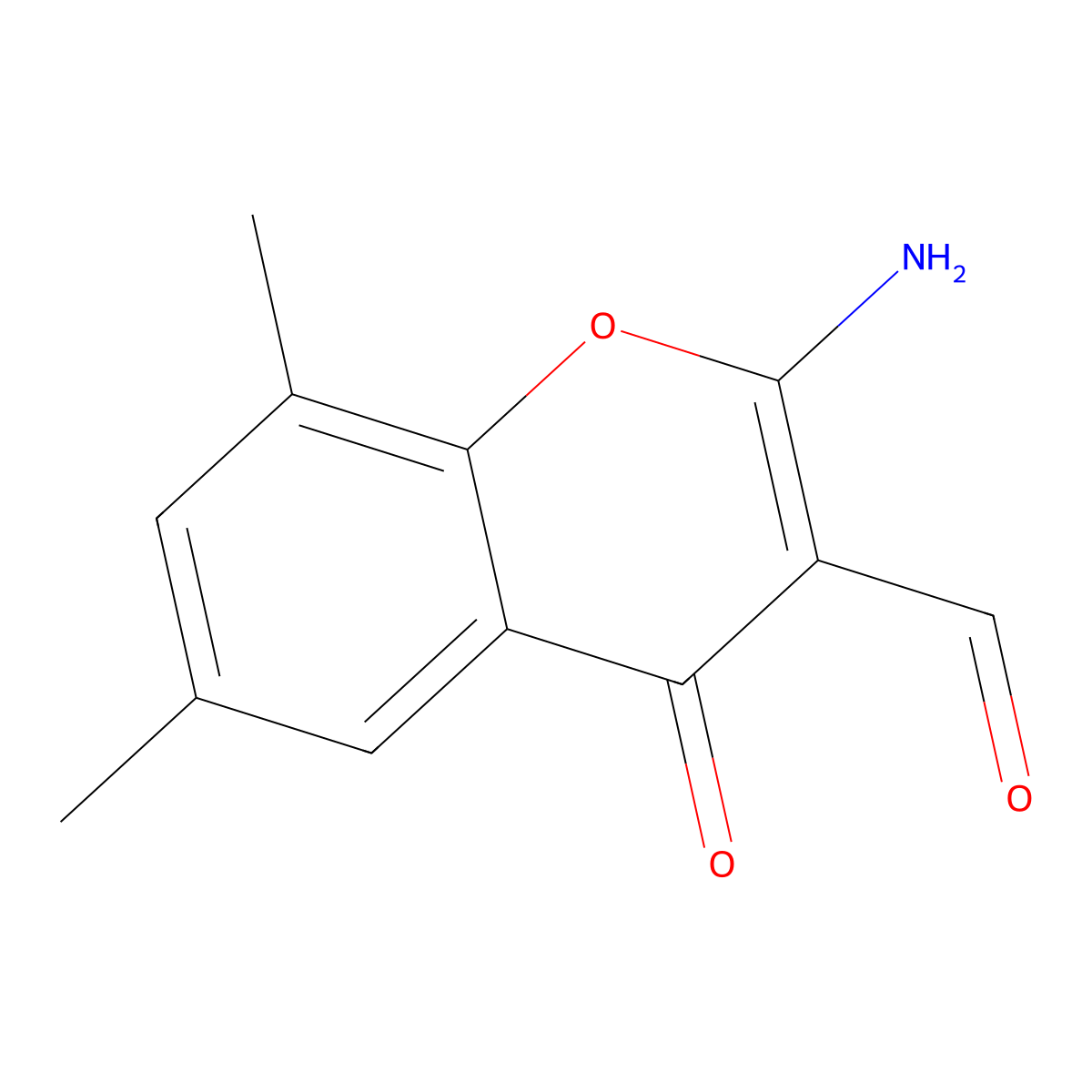2-Amino-6,8-dimethyl-4-oxo-4H-1-benzopyran-3-carbaldehyde molecular structure, CAS 68301-79-1