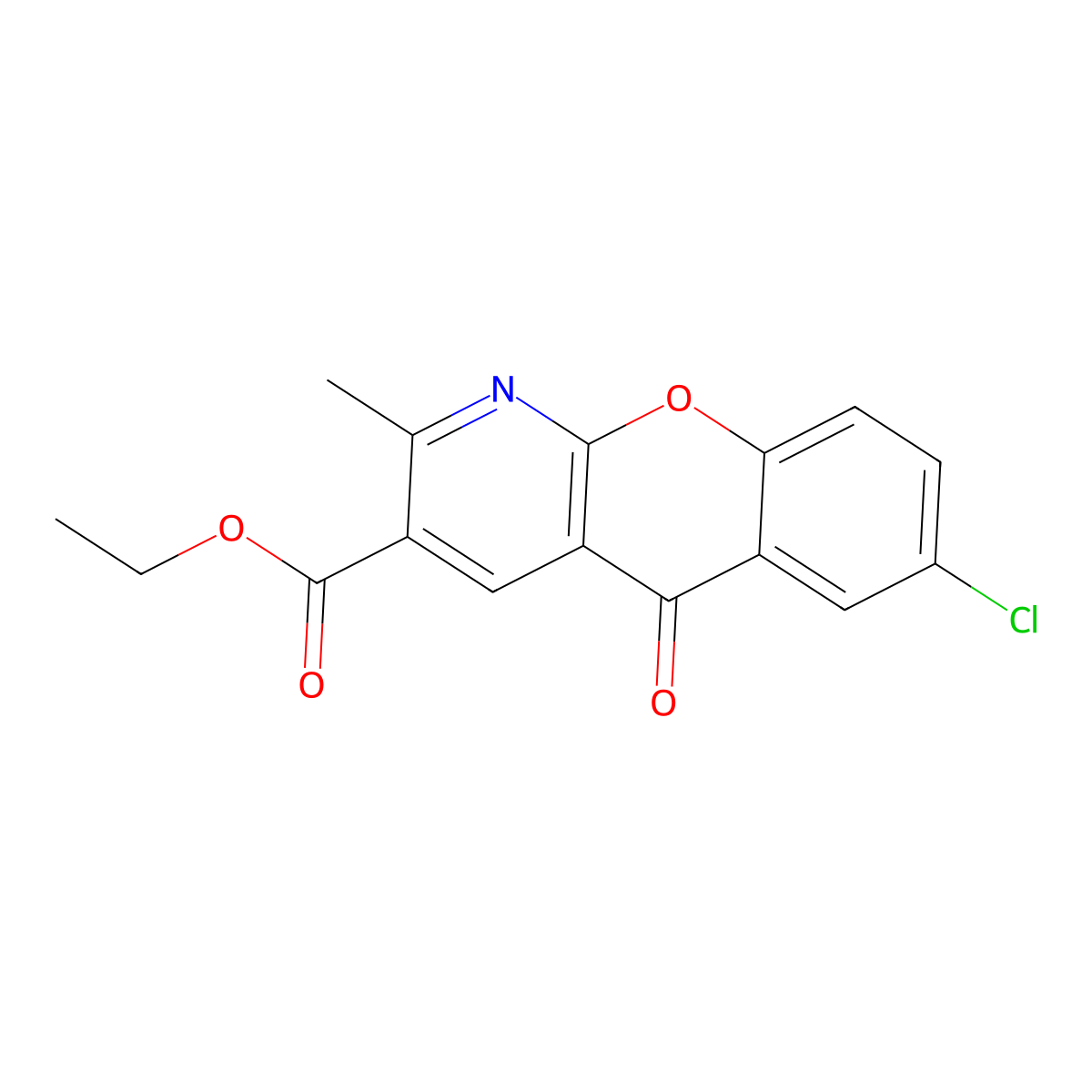ethyl 7-chloro-2-methyl-5-oxo-5H-chromeno[2,3-b]pyridine-3-carboxylate molecular structure, CAS 68301-92-8