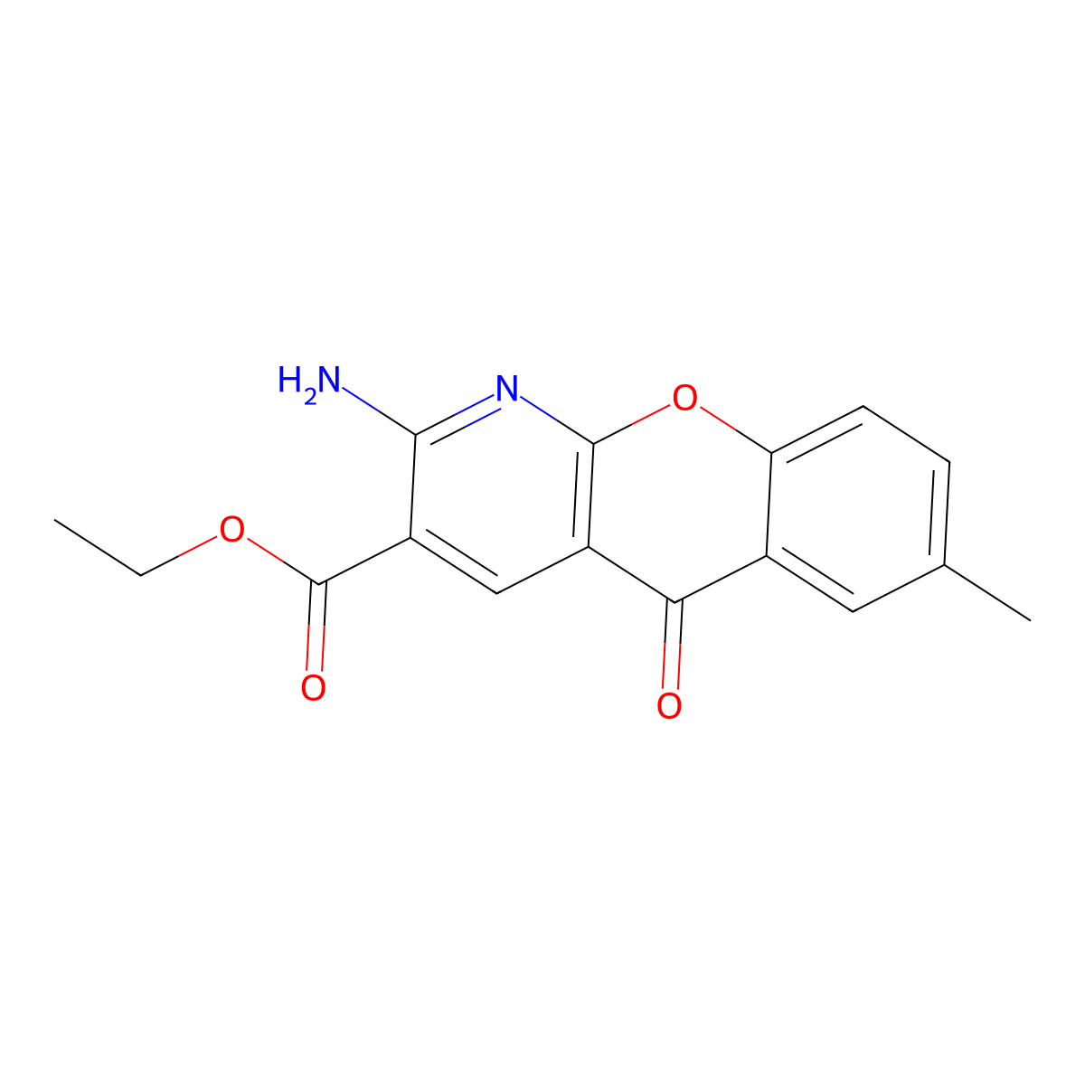 ethyl 2-amino-7-methyl-5-oxo-5H-chromeno[2,3-b]pyridine-3-carboxylate molecular structure, CAS 68301-98-4