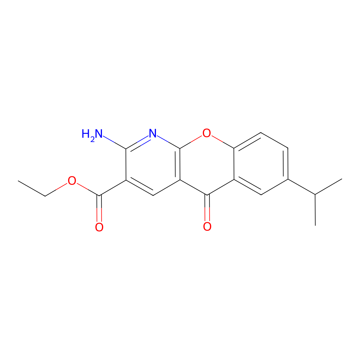 Ethyl 2-amino-7-isopropyl-5-oxo-5H-chromeno[2,3-b]pyridine-3-carboxylate molecular structure, CAS 68301-99-5