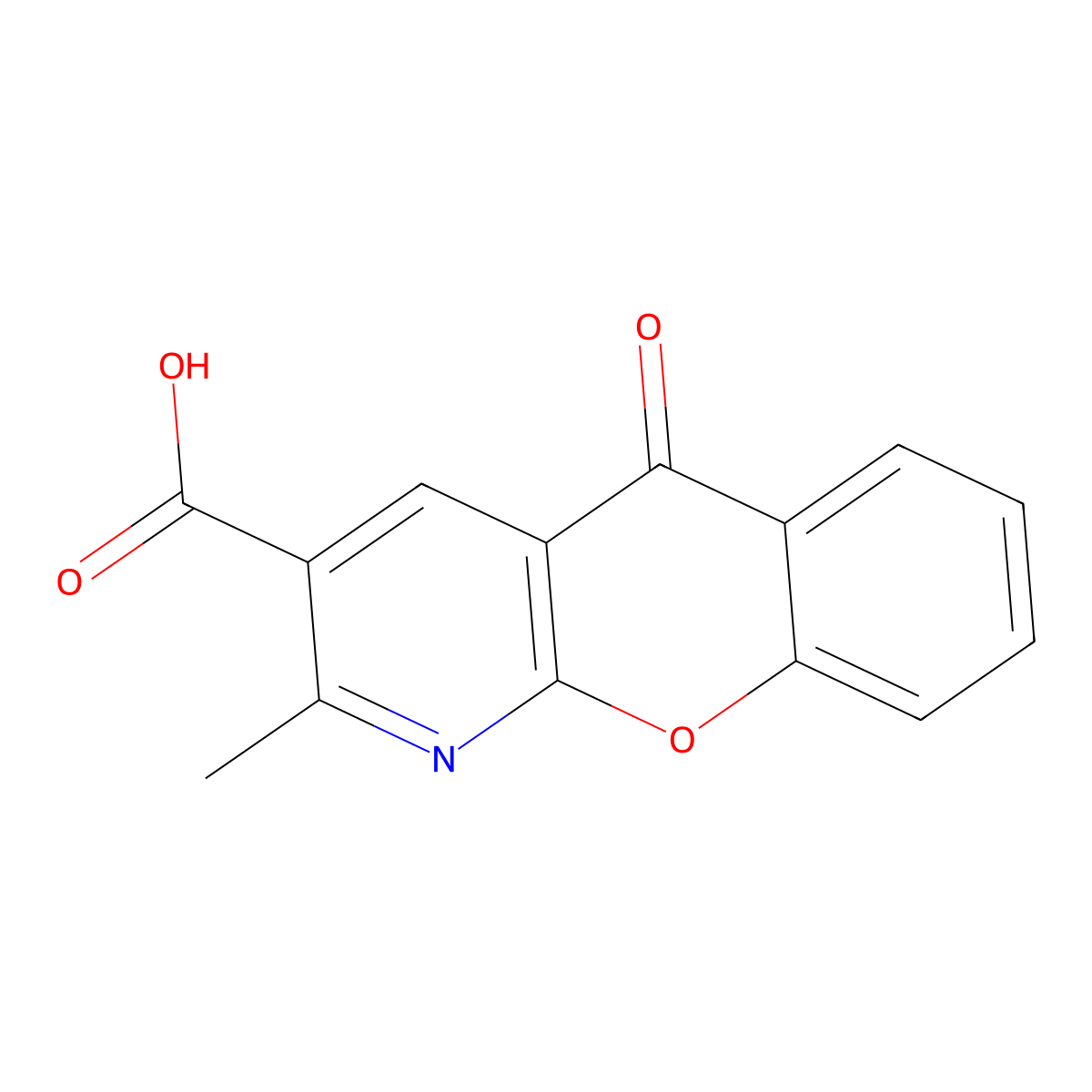 2-methyl-5-oxo-5H-chromeno[2,3-b]pyridine-3-carboxylic acid molecular structure, CAS 68302-44-3