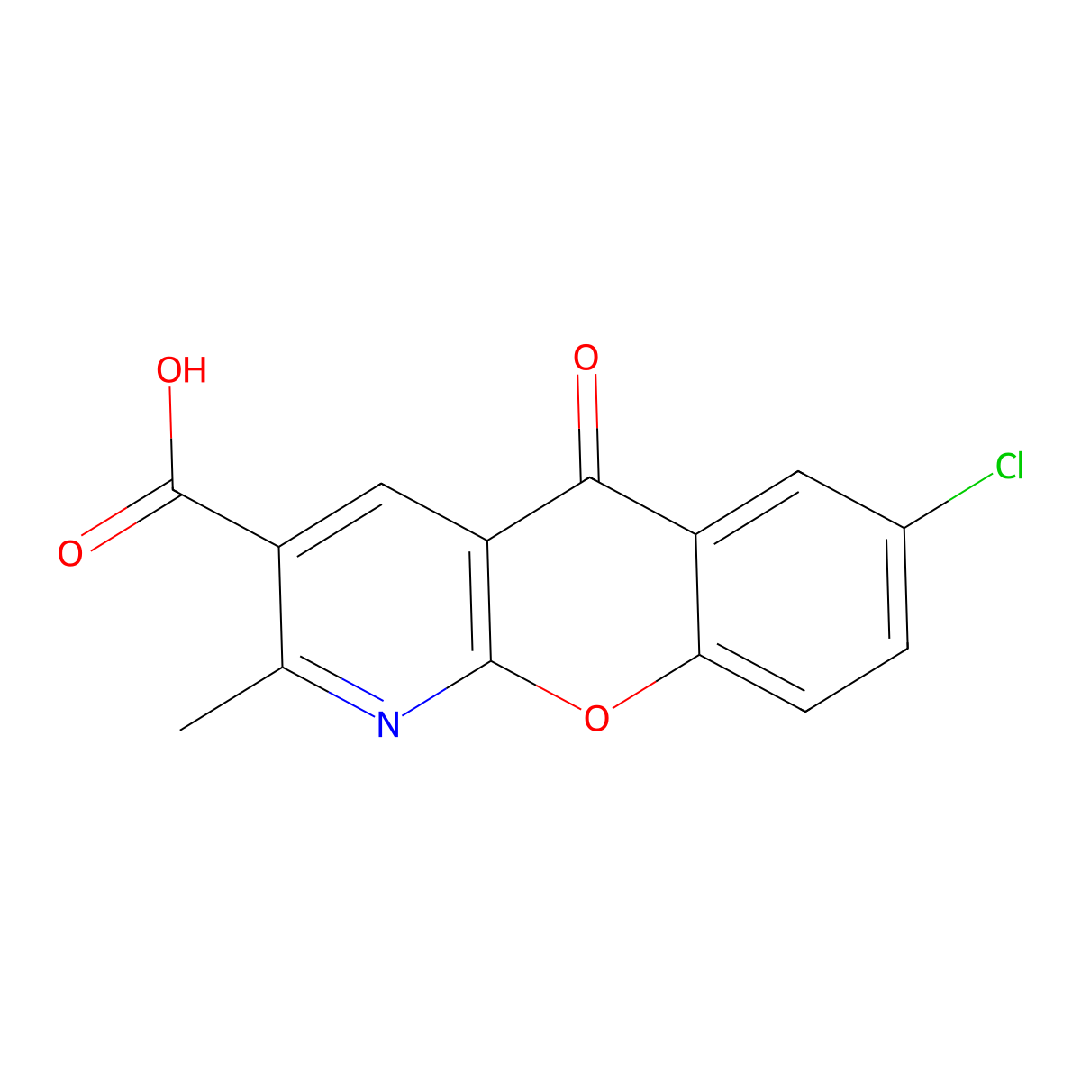 7-chloro-2-methyl-5-oxo-5H-chromeno[2,3-b]pyridine-3-carboxylic acid molecular structure, CAS 68302-47-6