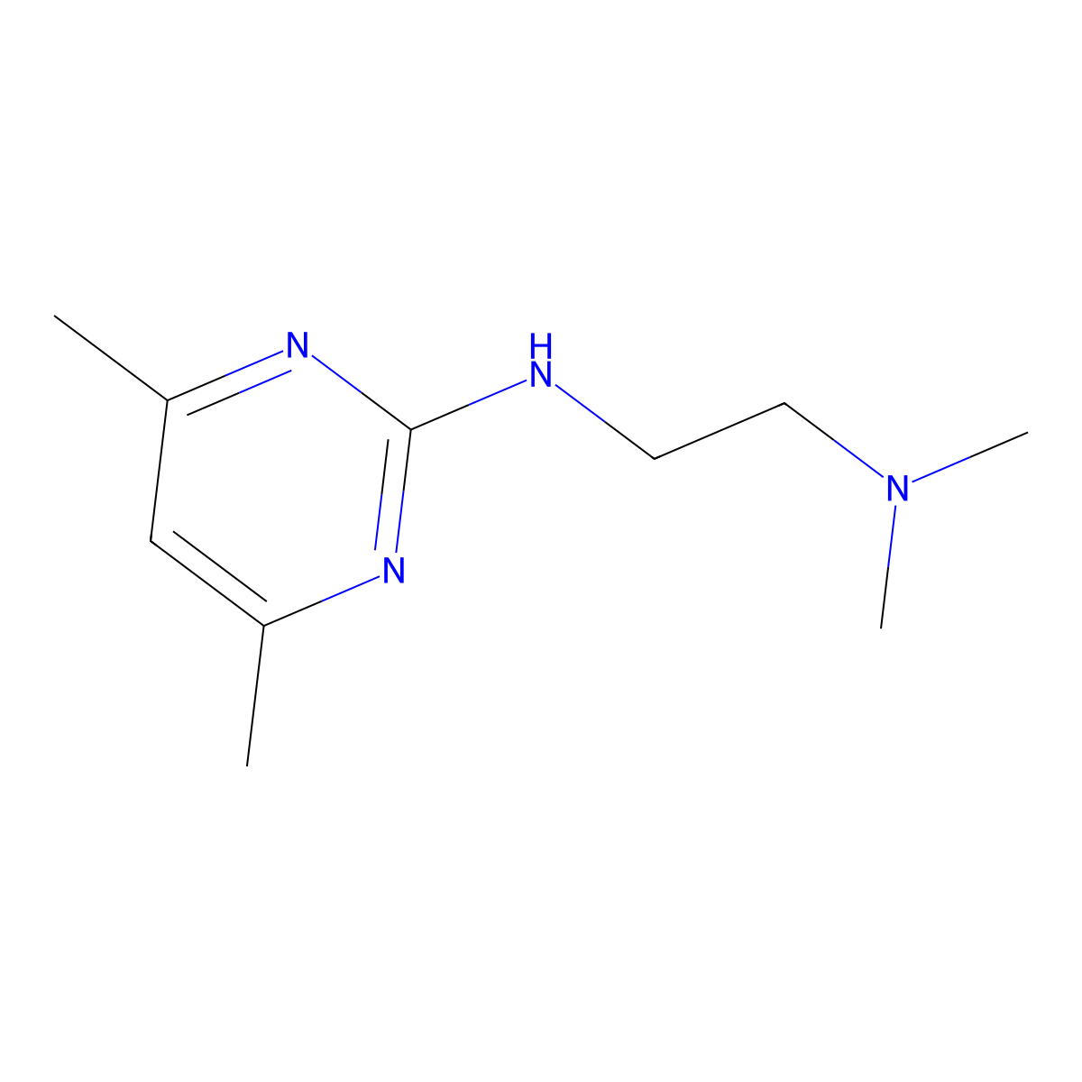 N-(4,6-dimethylpyrimidin-2-yl)-N',N'-dimethylethane-1,2-diamine molecular structure, CAS 68302-92-1