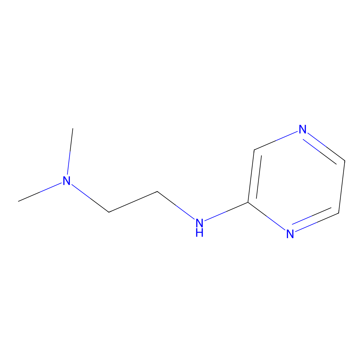 2-(2-Dimethylaminoethylamino)pyrazine molecular structure, CAS 68303-33-3