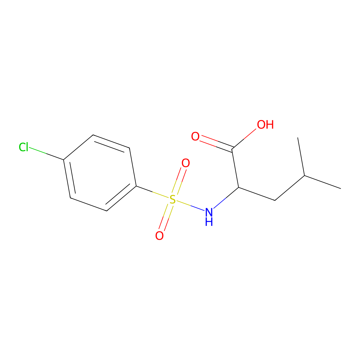 2-{[(4-Chlorophenyl)sulfonyl]amino}-4-methylpentanoic acid molecular structure, CAS 68305-77-1