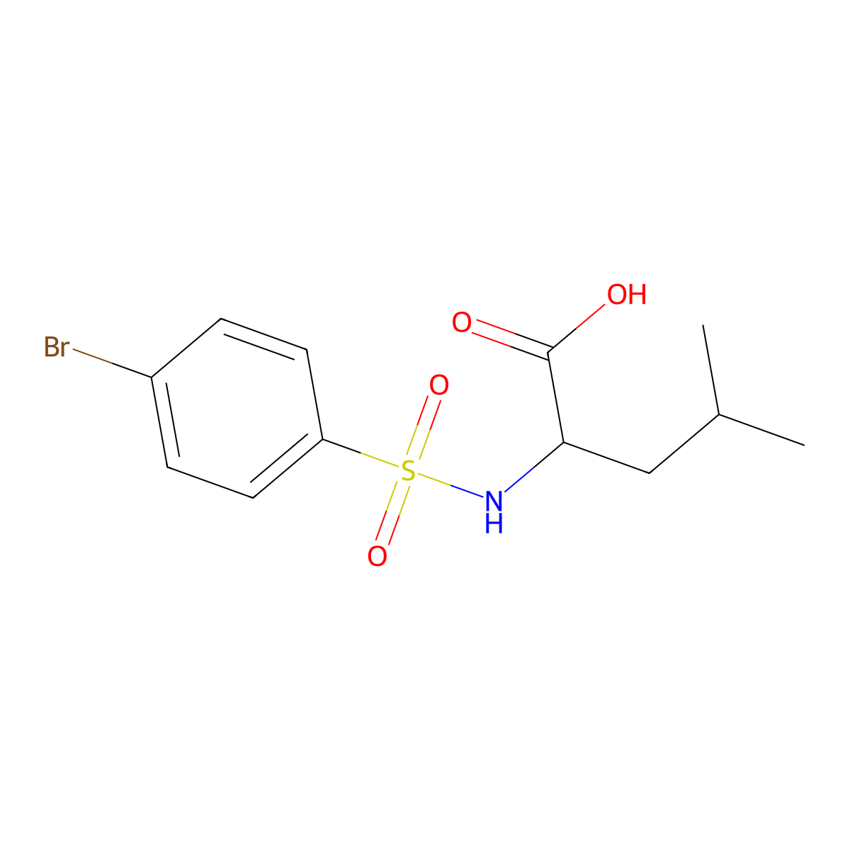 2-{[(4-Bromophenyl)sulfonyl]amino}-4-methylpentanoic acid molecular structure, CAS 68305-78-2