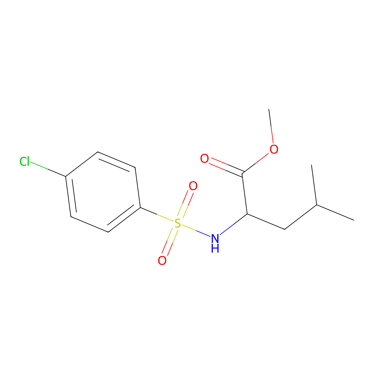 Methyl N-(4-chlorobenzene-1-sulfonyl)leucinate molecular structure, CAS 68305-85-1