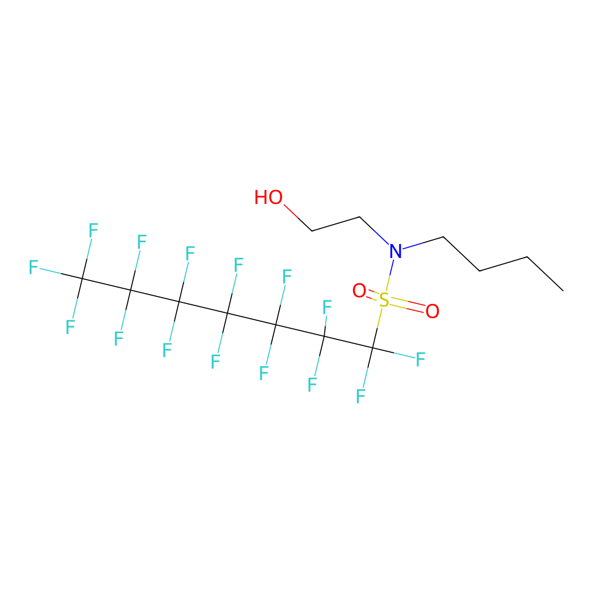 N-Butyl-1,1,2,2,3,3,4,4,5,5,6,6,7,7,7-pentadecafluoro-N-(2-hydroxyethyl)-1-heptanesulfonamide molecular structure, CAS 68310-02-1
