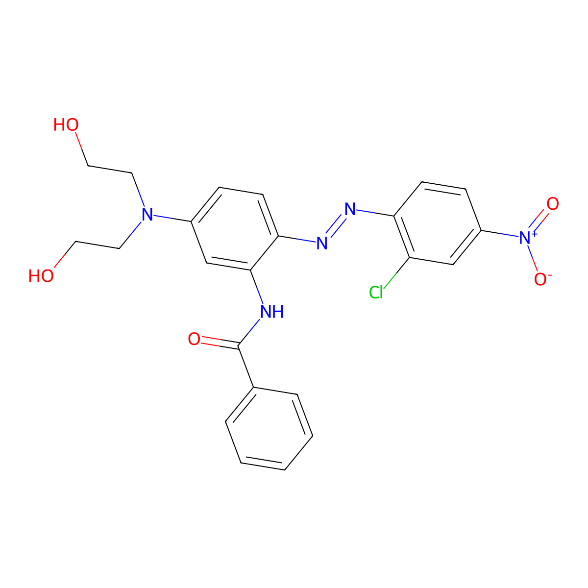 Benzamide, N-[5-[bis(2-hydroxyethyl)amino]-2-[2-(2-chloro-4-nitrophenyl)diazenyl]phenyl]- molecular structure, CAS 68310-06-5