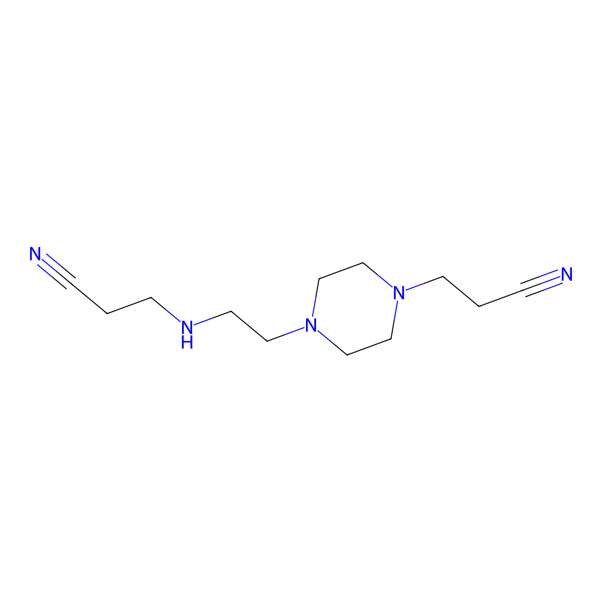 4-(2-((2-Cyanoethyl)amino)ethyl)-1-piperazinepropanenitrile molecular structure, CAS 68310-67-8