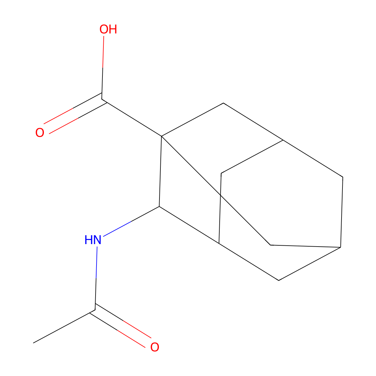 2-Acetamidoadamantane-1-carboxylic acid molecular structure, CAS 68312-89-0