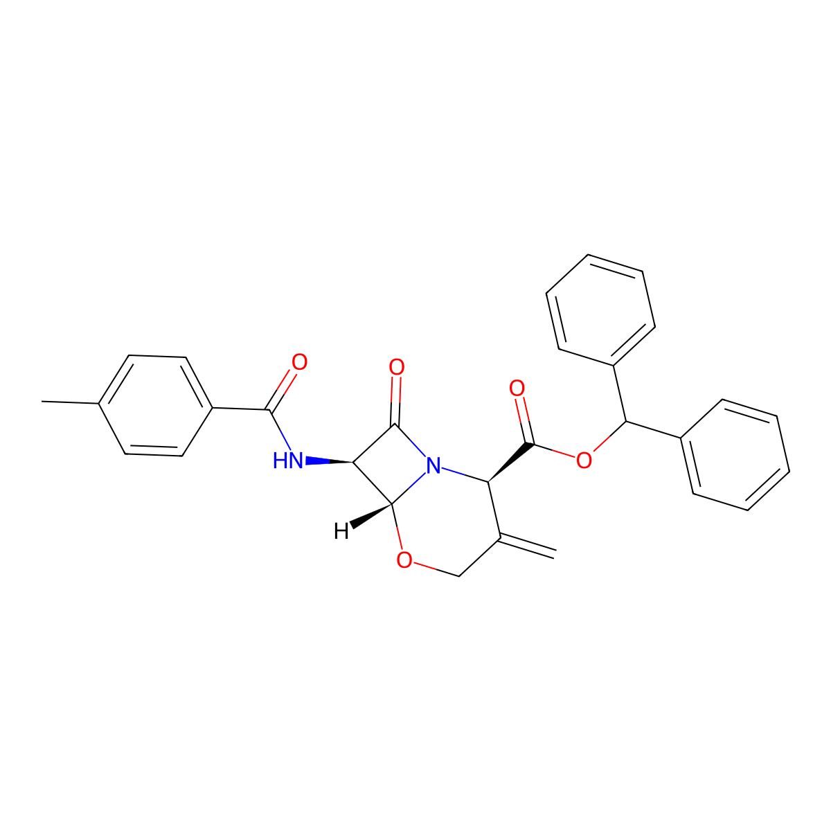 (2R,6R,7R)-Benzhydryl 7-(4-methylbenzamido)-3-methylene-8-oxo-5-oxa-1-azabicyclo[4.2.0]octane-2-carboxylate molecular structure, CAS 68313-81-5