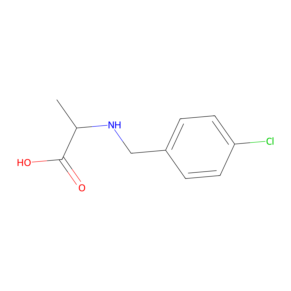 2-{[(4-Chlorophenyl)methyl]amino}propanoic acid molecular structure, CAS 68319-26-6