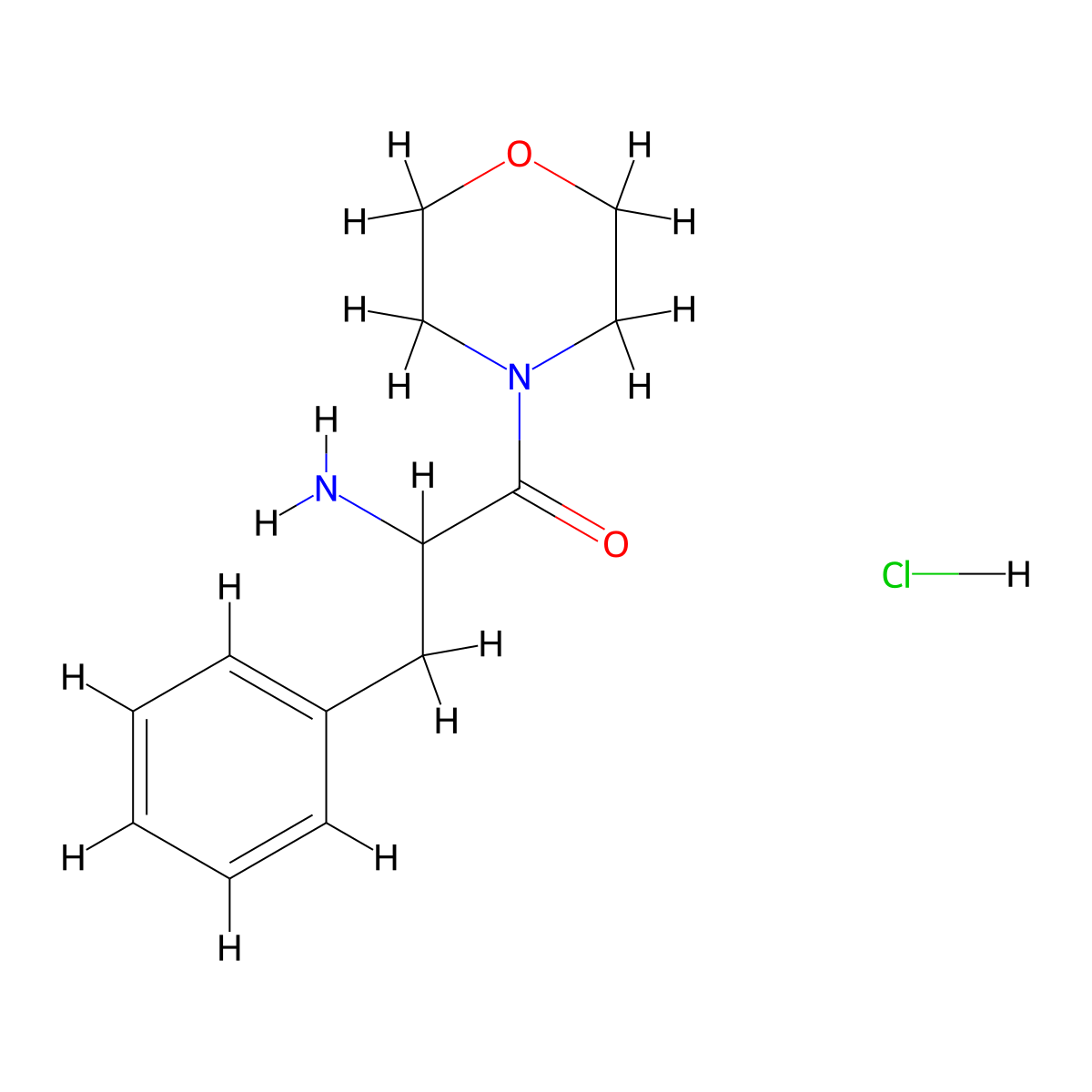2-Amino-1-(morpholin-4-yl)-3-phenylpropan-1-one hydrochloride molecular structure, CAS 68319-34-6