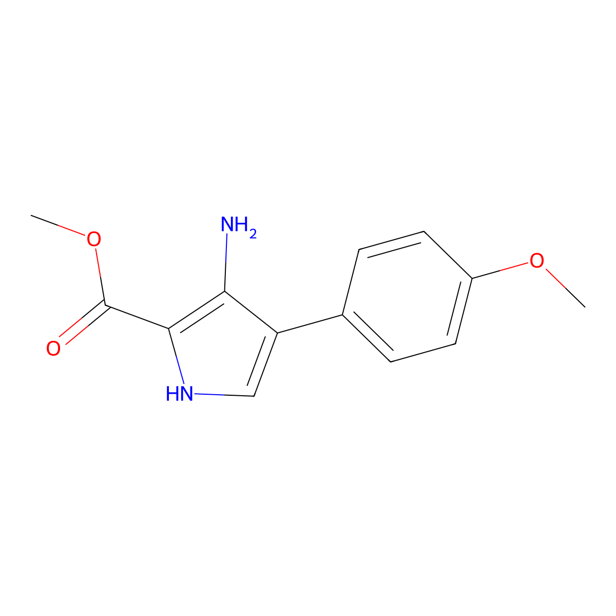 methyl 3-amino-4-(4-methoxyphenyl)-1H-pyrrole-2-carboxylate molecular structure, CAS 683212-46-6