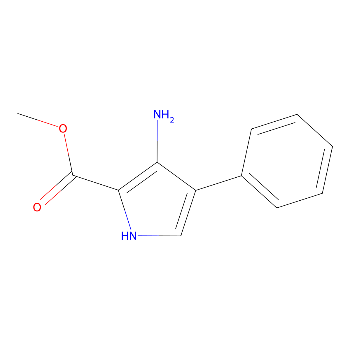 methyl 3-amino-4-phenyl-1H-pyrrole-2-carboxylate molecular structure, CAS 683212-47-7