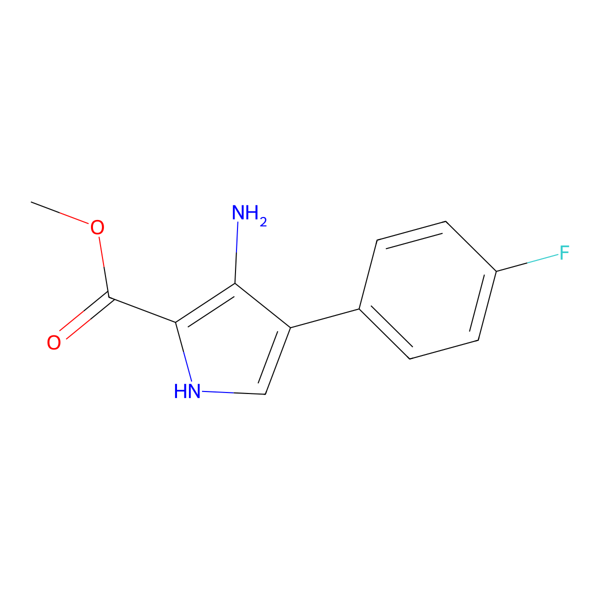 methyl 3-amino-4-(4-fluorophenyl)-1H-pyrrole-2-carboxylate molecular structure, CAS 683212-50-2