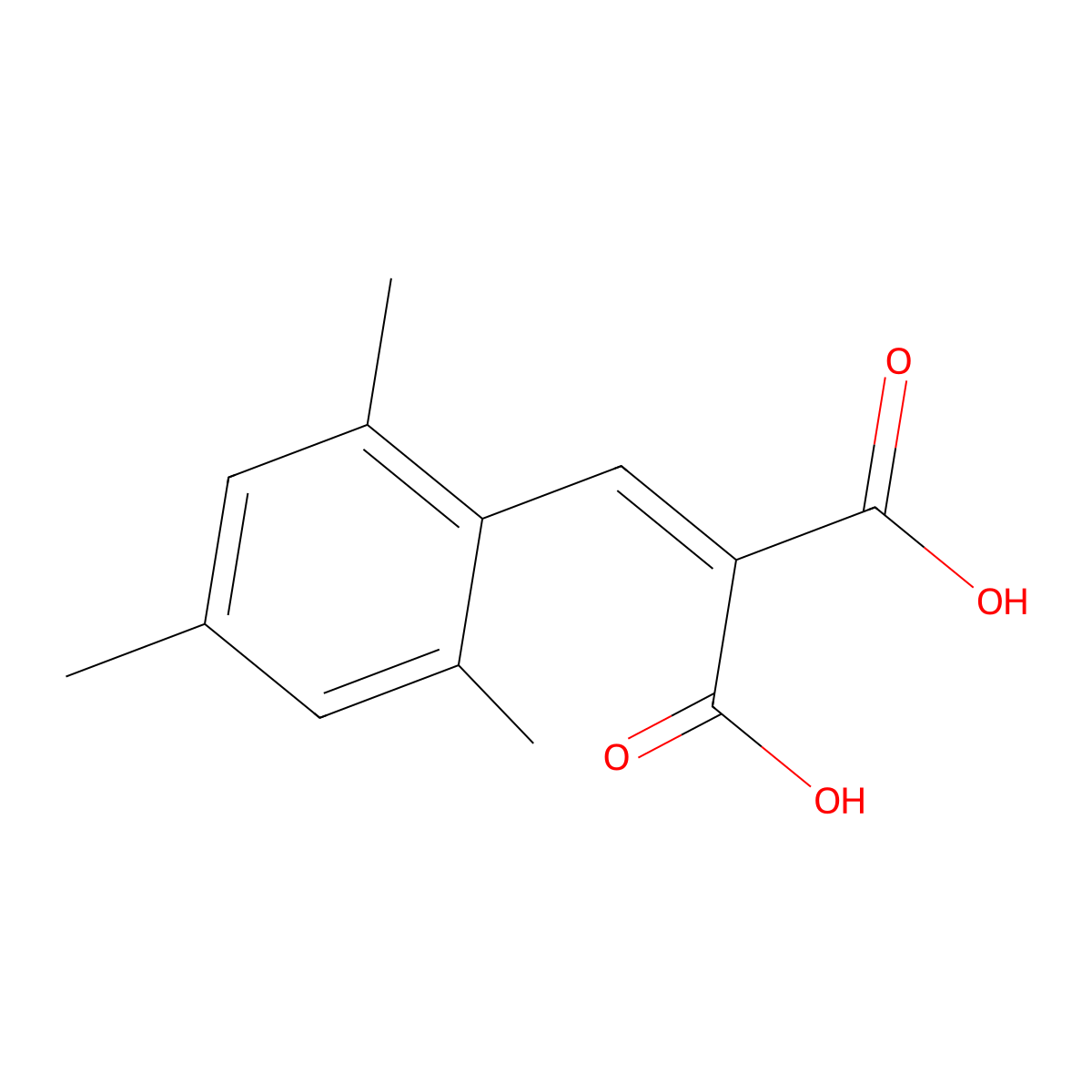 2-[(2,4,6-Trimethylphenyl)methylidene]propanedioic acid molecular structure, CAS 683213-98-1