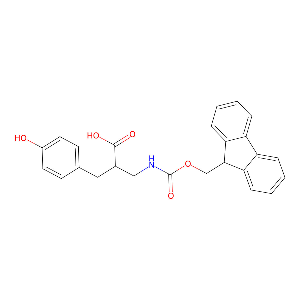 3-({[(9H-fluoren-9-yl)methoxy]carbonyl}amino)-2-[(4-hydroxyphenyl)methyl]propanoic acid molecular structure, CAS 683217-59-6