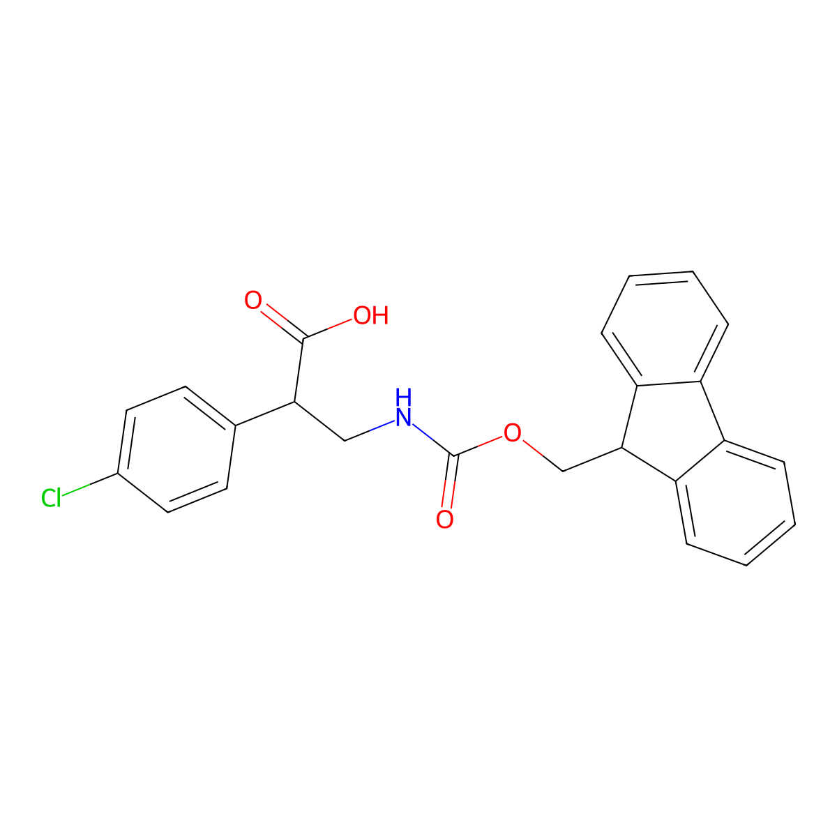 3-((((9H-fluoren-9-yl)methoxy)carbonyl)amino)-2-(4-chlorophenyl)propanoic acid molecular structure, CAS 683217-64-3
