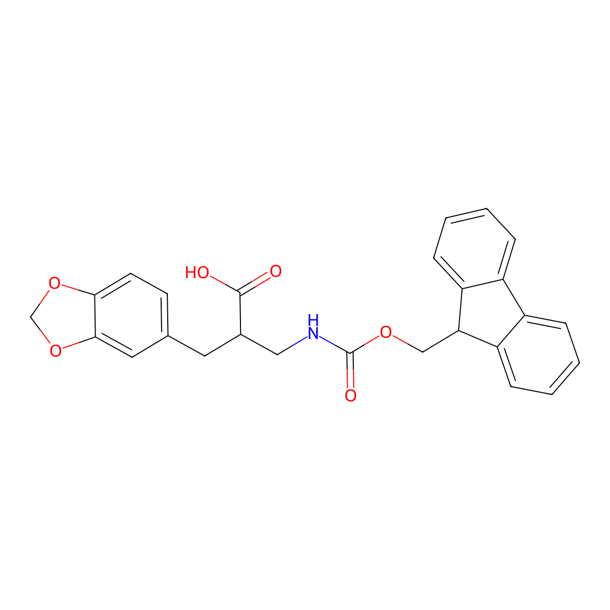 2-(1,3-Benzodioxol-5-ylmethyl)-3-(9H-fluoren-9-ylmethoxycarbonylamino)propanoic acid molecular structure, CAS 683217-91-6