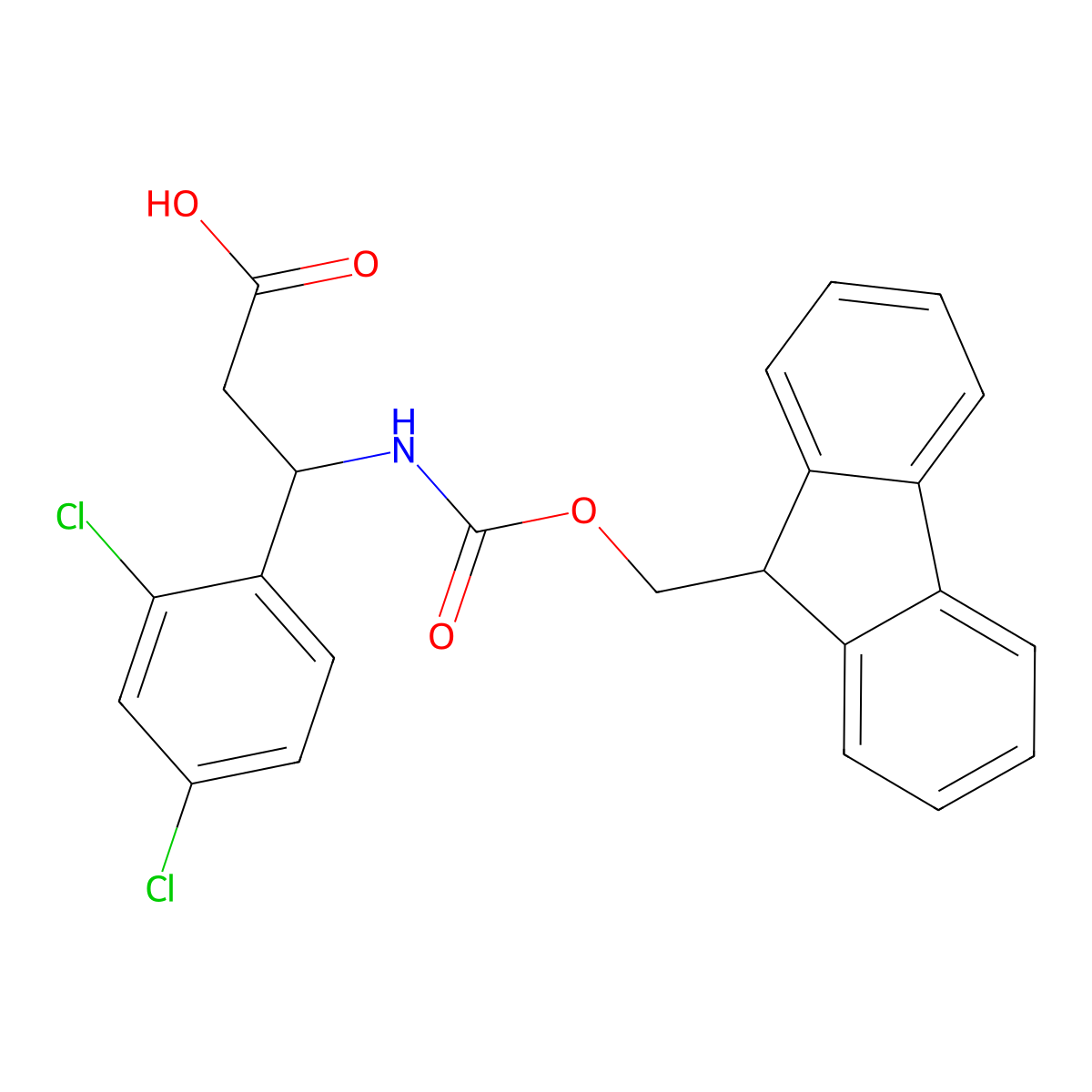 3-(2,4-dichlorophenyl)-3-({[(9H-fluoren-9-yl)methoxy]carbonyl}amino)propanoic acid molecular structure, CAS 683217-93-8
