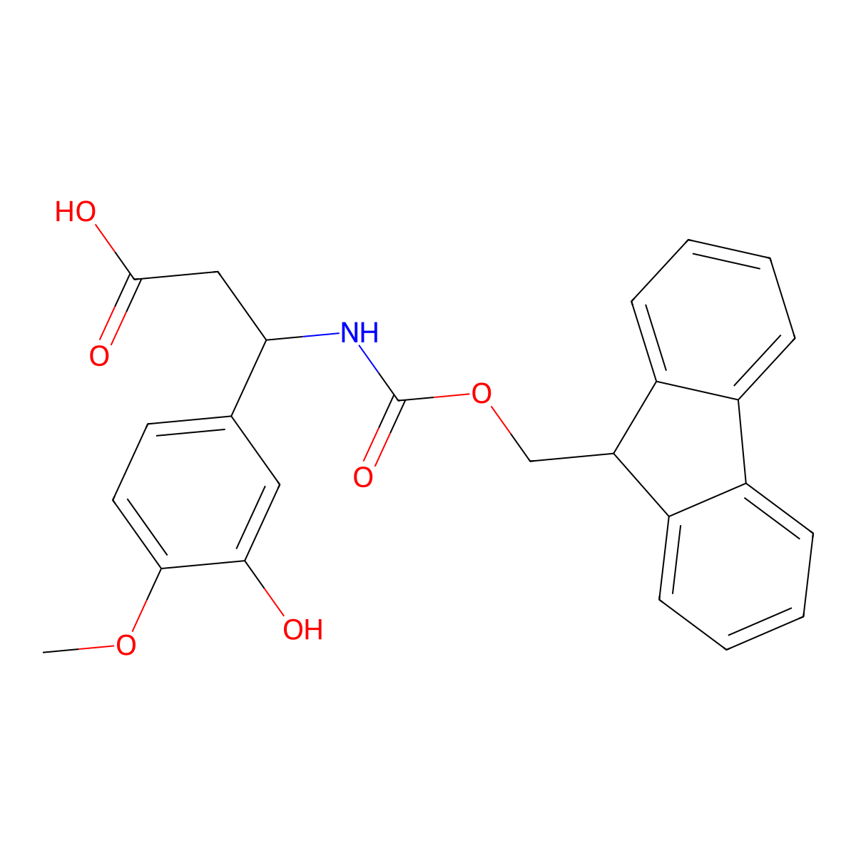 3-({[(9H-fluoren-9-yl)methoxy]carbonyl}amino)-3-(3-hydroxy-4-methoxyphenyl)propanoic acid molecular structure, CAS 683218-03-3
