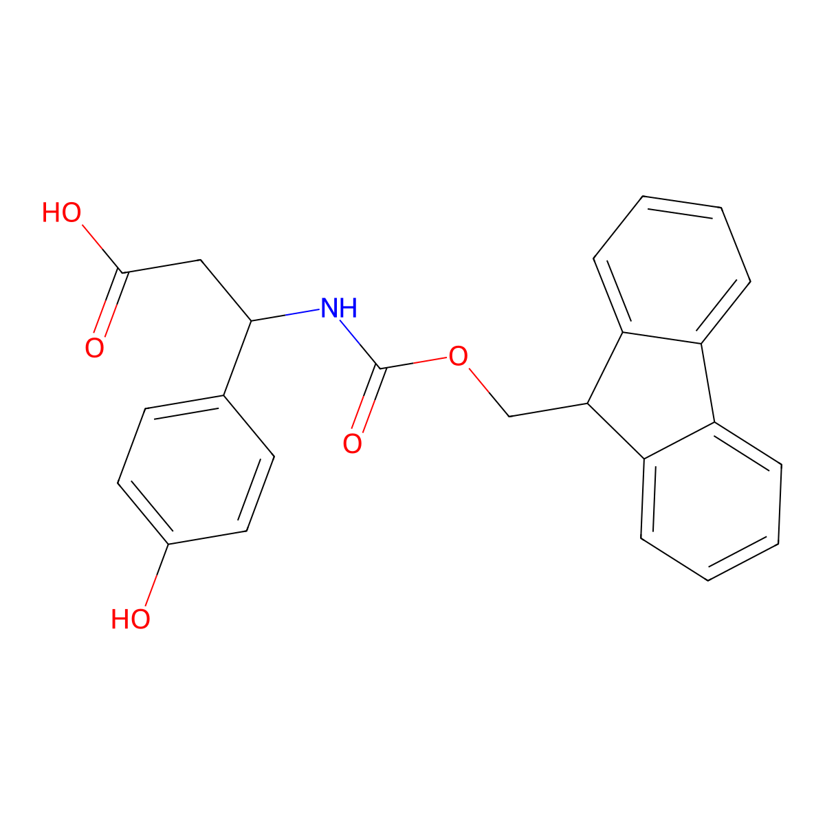 3-({[(9H-fluoren-9-yl)methoxy]carbonyl}amino)-3-(4-hydroxyphenyl)propanoic acid molecular structure, CAS 683218-27-1