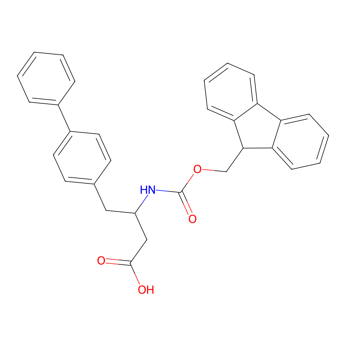 3-((((9H-Fluoren-9-yl)methoxy)carbonyl)amino)-4-([1,1'-biphenyl]-4-yl)butanoic acid molecular structure, CAS 683218-53-3