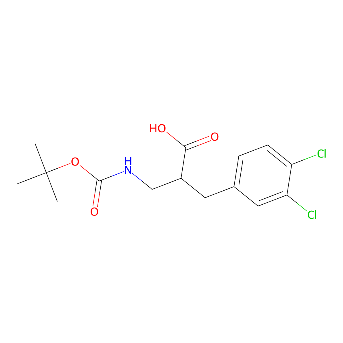 (R)-2-(Tert-butoxycarbonylamino-methyl)-3-(3,4-dichloro-phenyl)-propionic acid molecular structure, CAS 683218-96-4