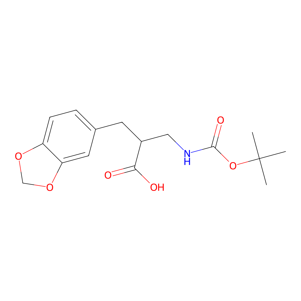 2-[(1,3-Dioxaindan-5-yl)methyl]-3-{[(tert-butoxy)carbonyl]amino}propanoic acid molecular structure, CAS 683219-20-7