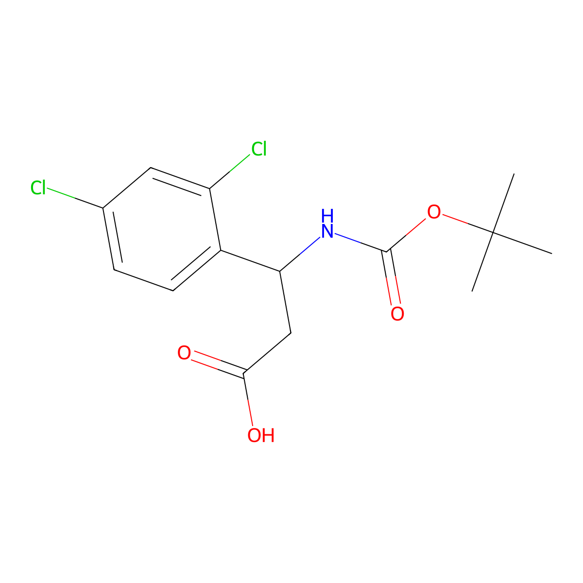 3-((tert-Butoxycarbonyl)amino)-3-(2,4-dichlorophenyl)propanoic acid molecular structure, CAS 683219-22-9