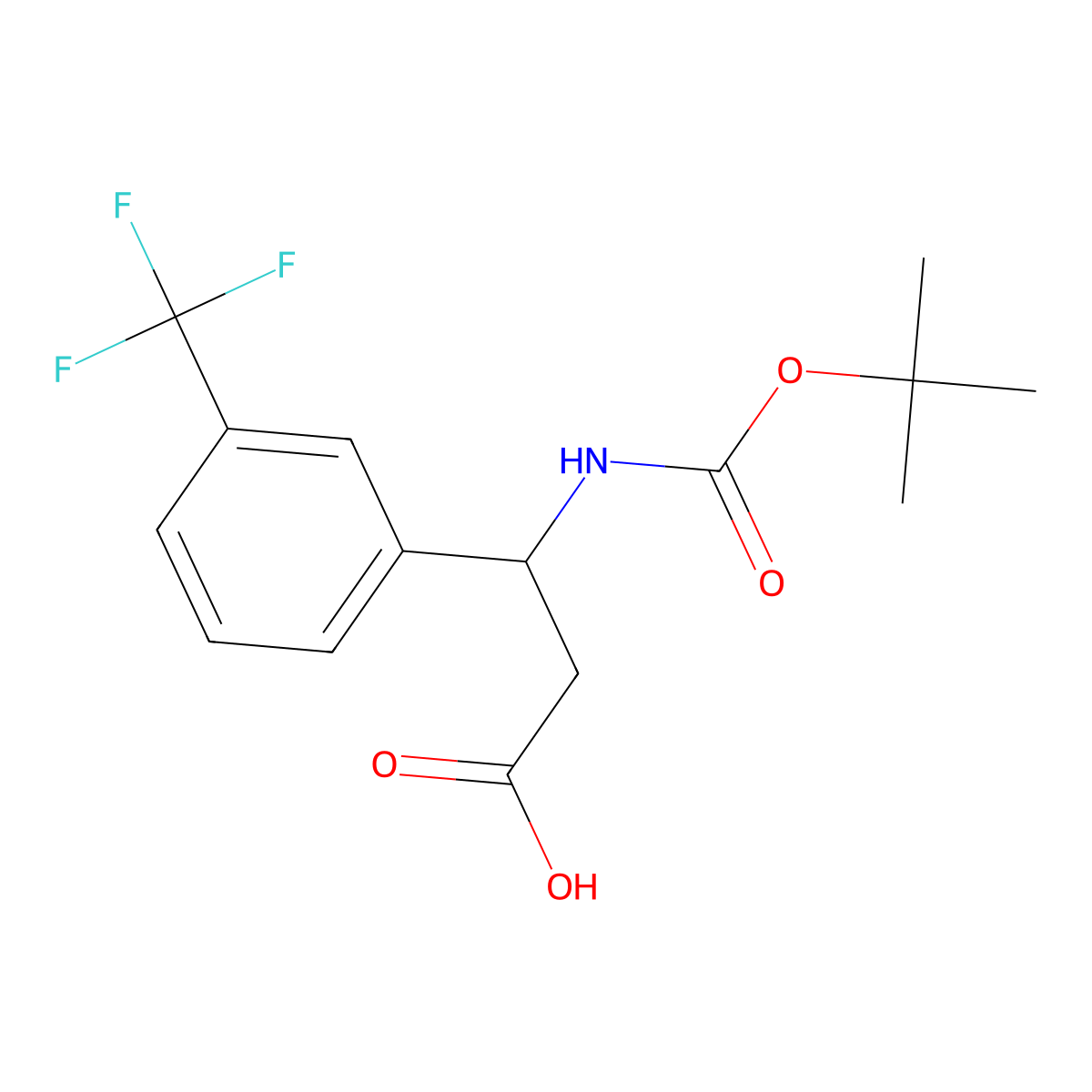 3-((tert-Butoxycarbonyl)amino)-3-(3-(trifluoromethyl)phenyl)propanoic acid molecular structure, CAS 683219-25-2