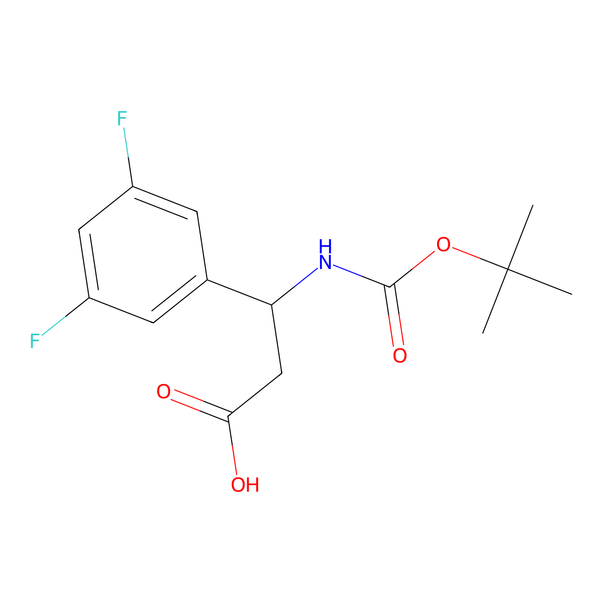 3-((Tert-butoxycarbonyl)amino)-3-(3,5-difluorophenyl)propanoic acid molecular structure, CAS 683219-69-4