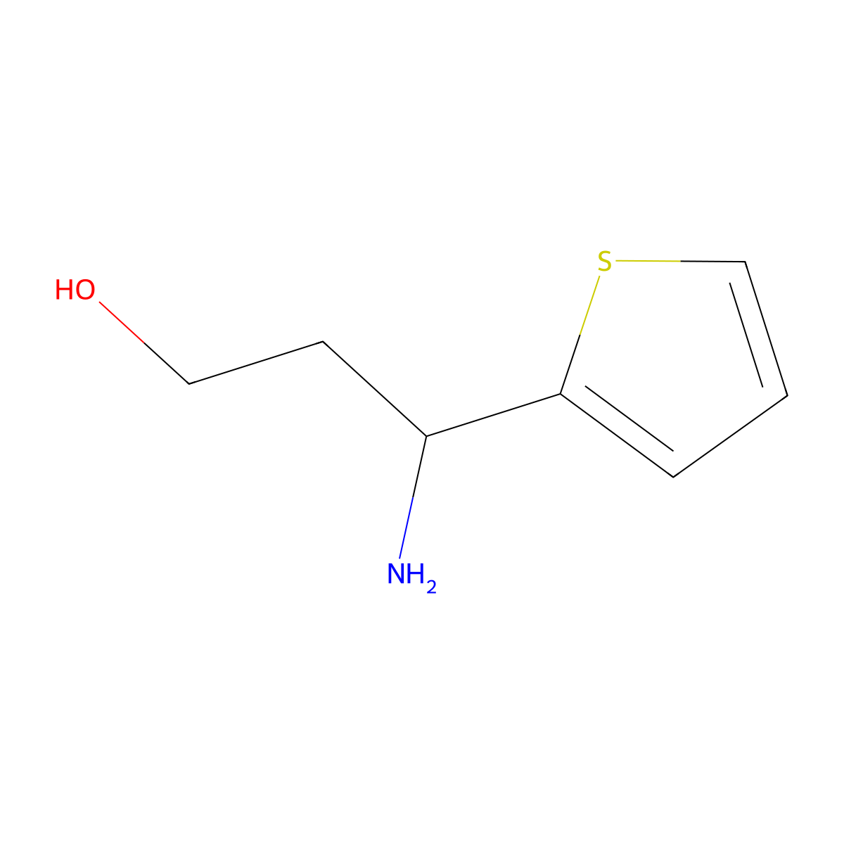 3-Amino-3-(thiophen-2-yl)propan-1-ol molecular structure, CAS 683220-39-5