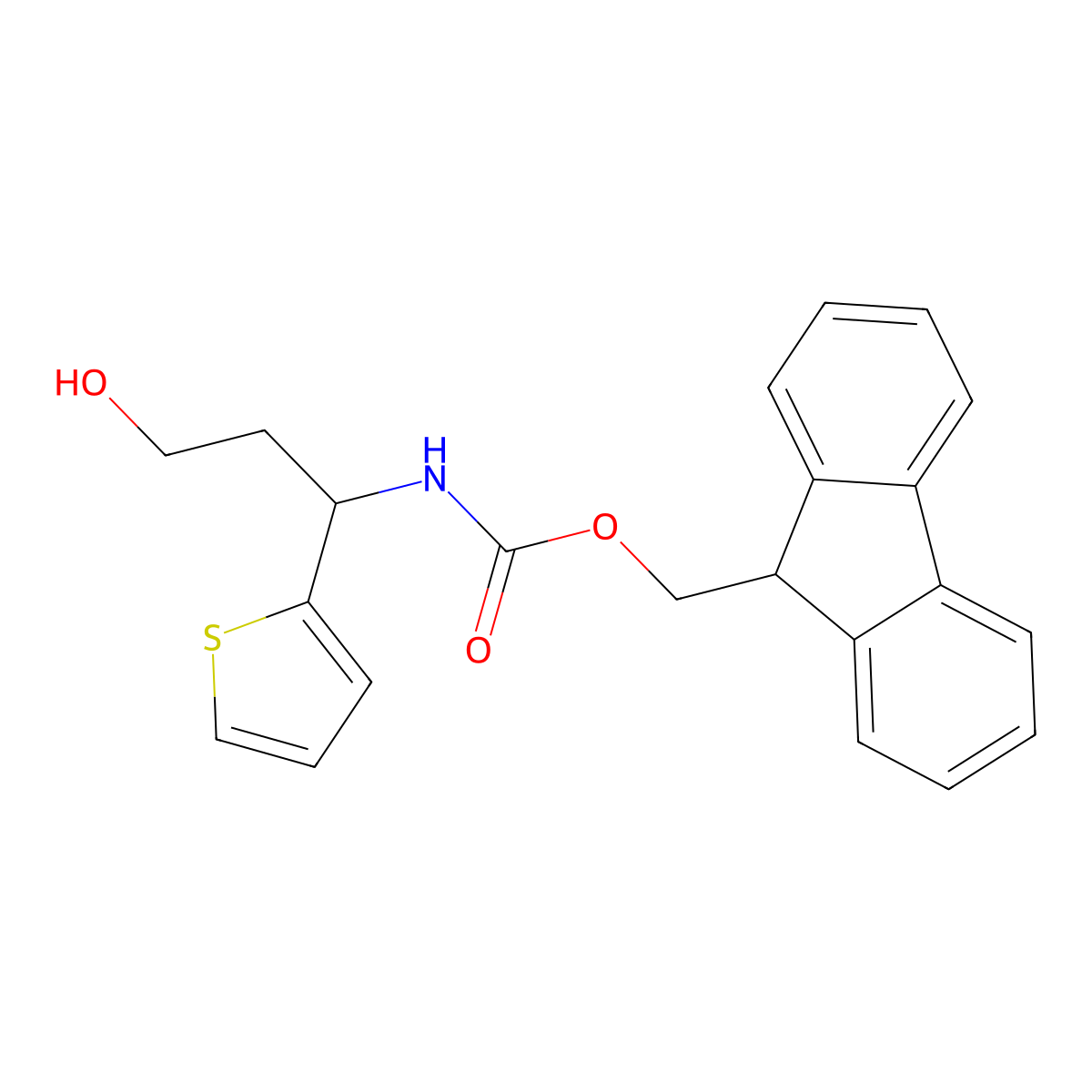 (9H-fluoren-9-yl)methyl N-[3-hydroxy-1-(thiophen-2-yl)propyl]carbamate molecular structure, CAS 683220-40-8
