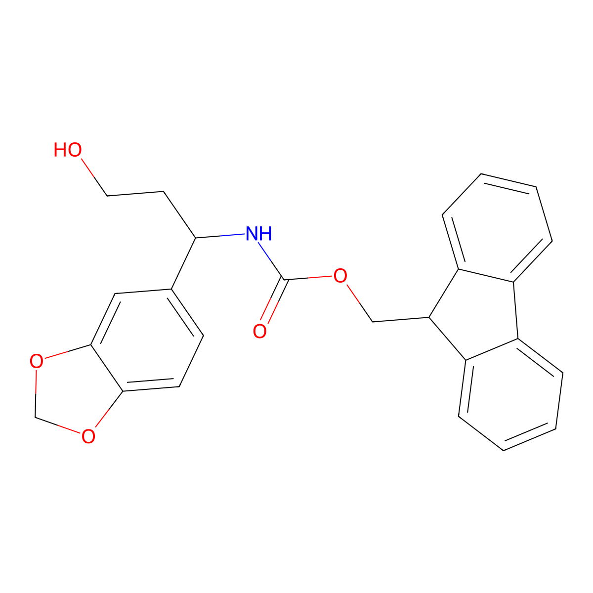 (9H-fluoren-9-yl)methyl N-[1-(1,3-dioxaindan-5-yl)-3-hydroxypropyl]carbamate molecular structure, CAS 683220-44-2