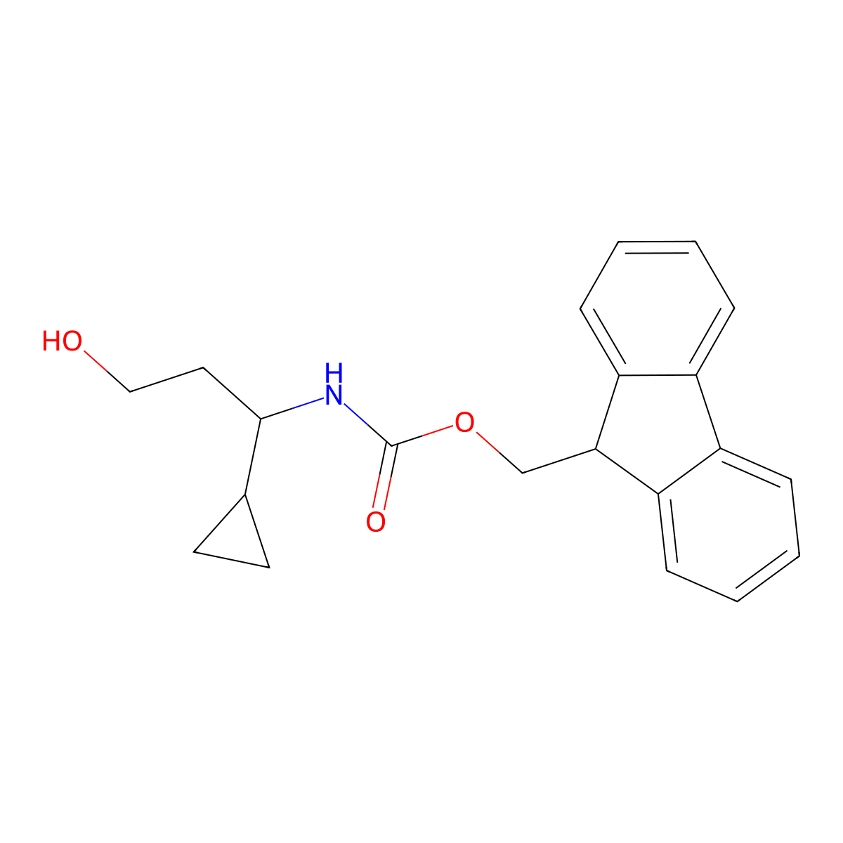(9H-fluoren-9-yl)methyl N-(1-cyclopropyl-3-hydroxypropyl)carbamate molecular structure, CAS 683220-80-6