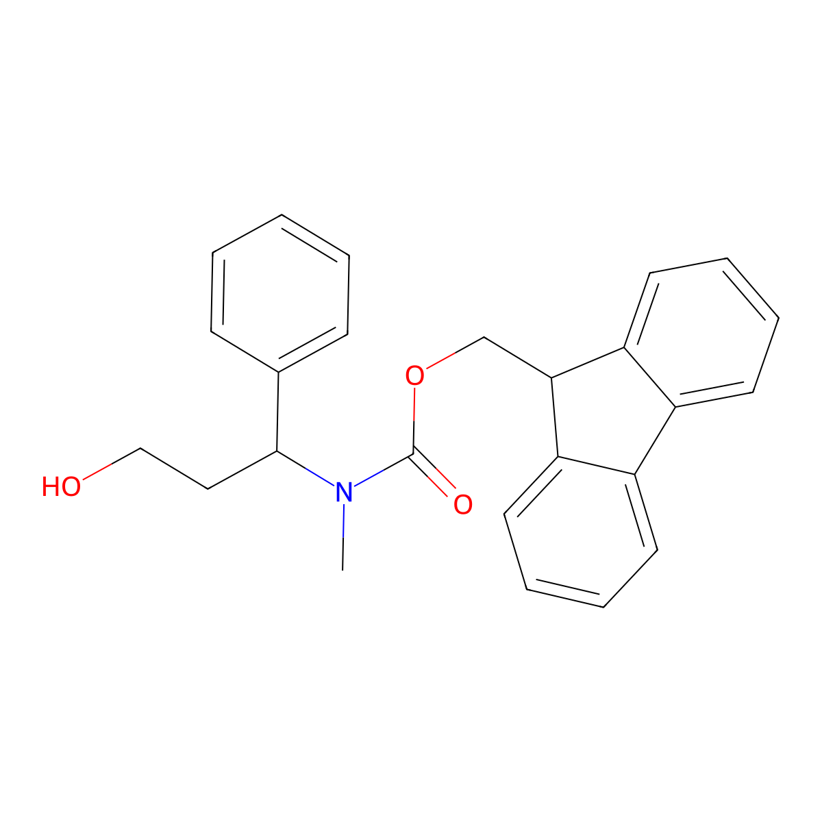 (9H-fluoren-9-yl)methyl N-(3-hydroxy-1-phenylpropyl)-N-methylcarbamate molecular structure, CAS 683220-97-5
